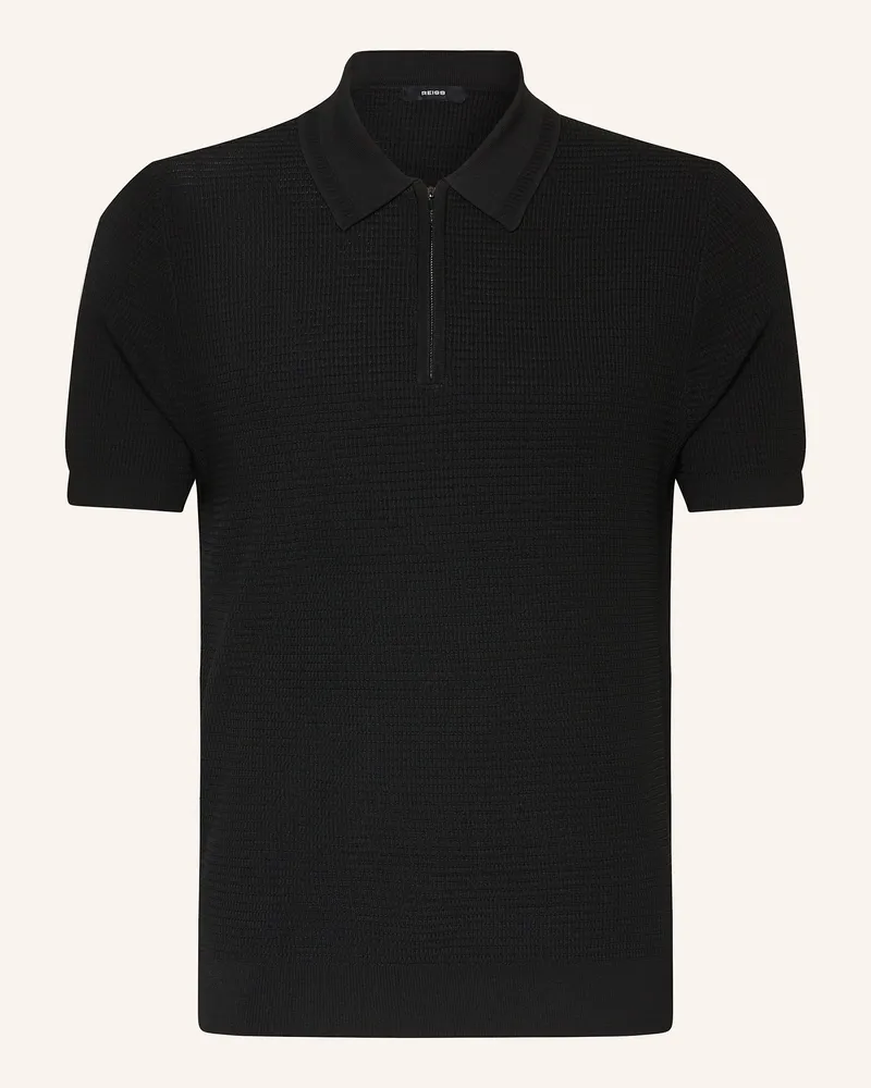 Reiss Strick-Poloshirt Regis schwarz Schwarz