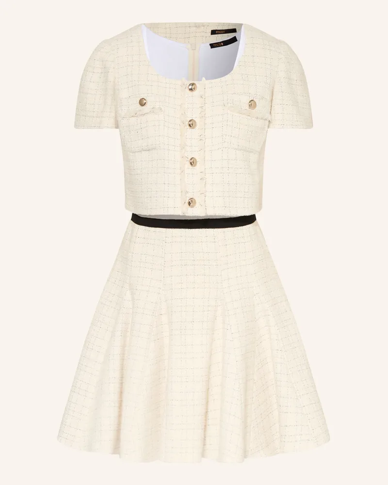 Maje Set: Kleid Und Tweed-Blazer Mit Glitzergarn weiss Creme