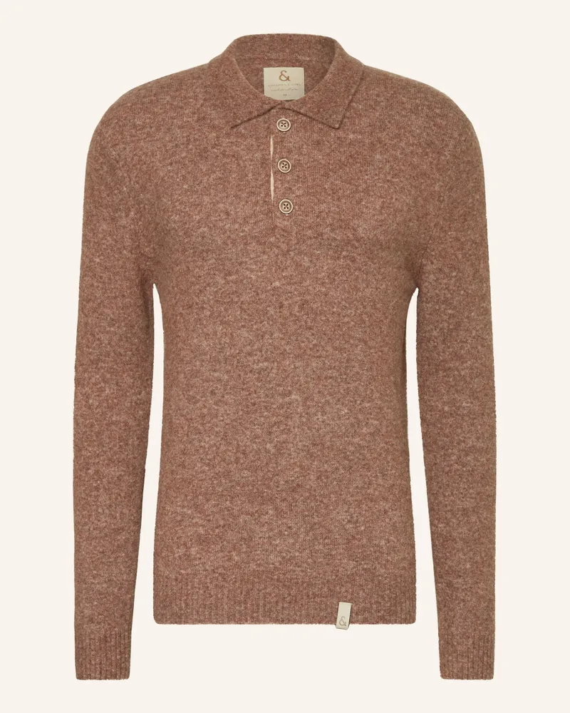colours & sons Strick-Poloshirt Braun