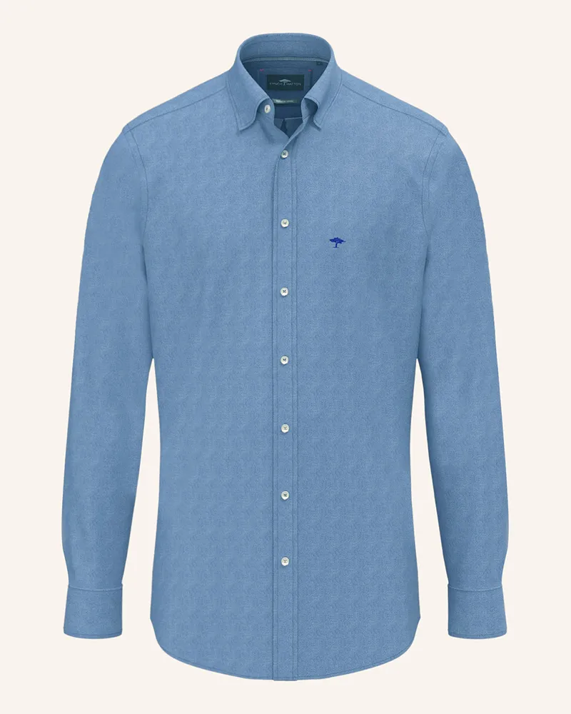 Fynch-Hatton Hemd Regular Fit in Jeansoptik Blau