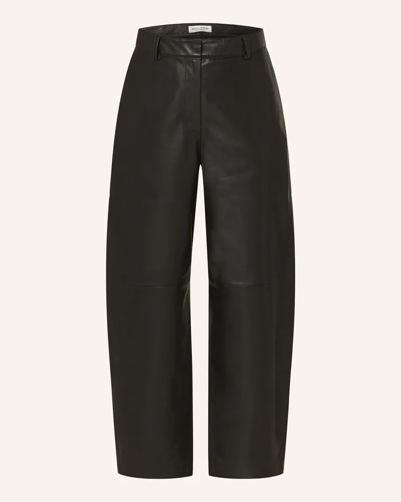 Marc O'Polo Lederhose schwarz Schwarz