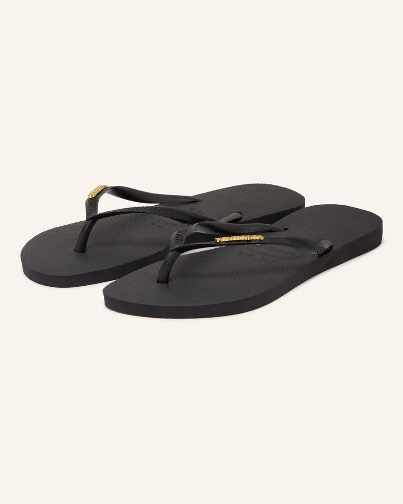 Havaianas Zehentrenner Slim Logo Metallic schwarz Schwarz