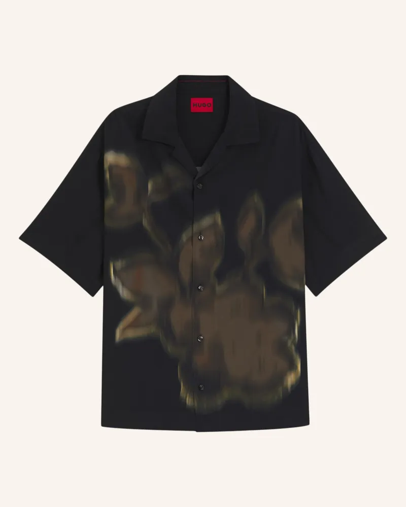 HUGO BOSS Casual Hemd ESPINO Oversize Fit Schwarz