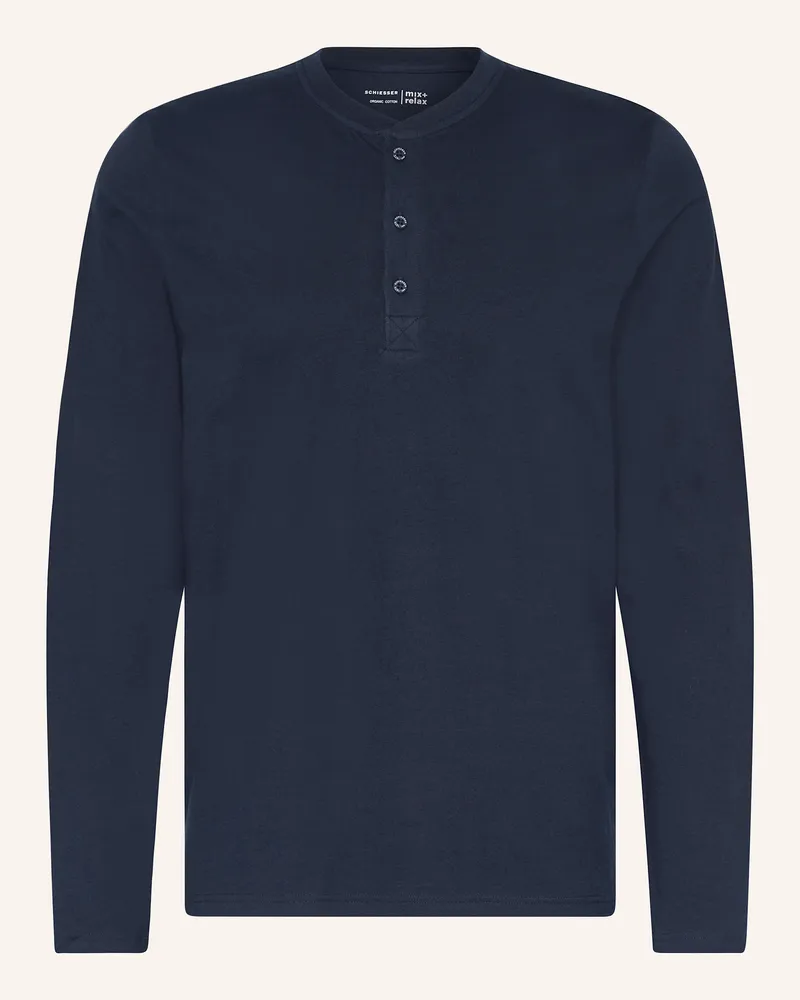 Schiesser Schlafshirt Mix+Relax blau Dunkelblau