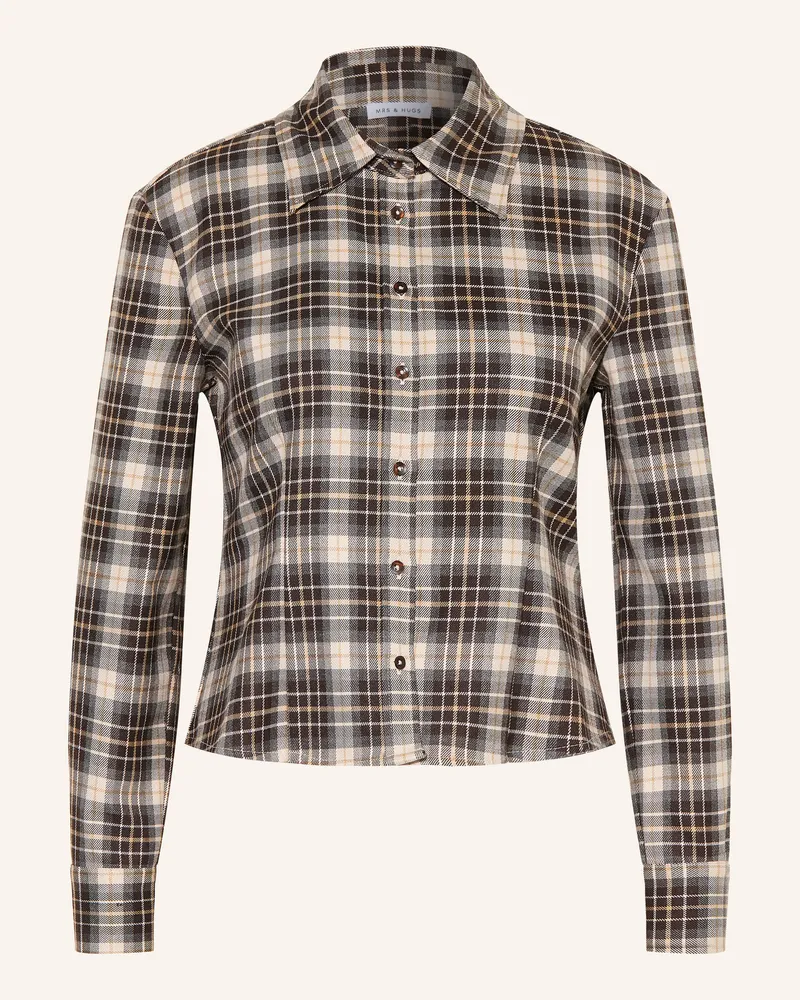 Mrs & HUGS Hemdbluse Aus Flanell braun Ecru