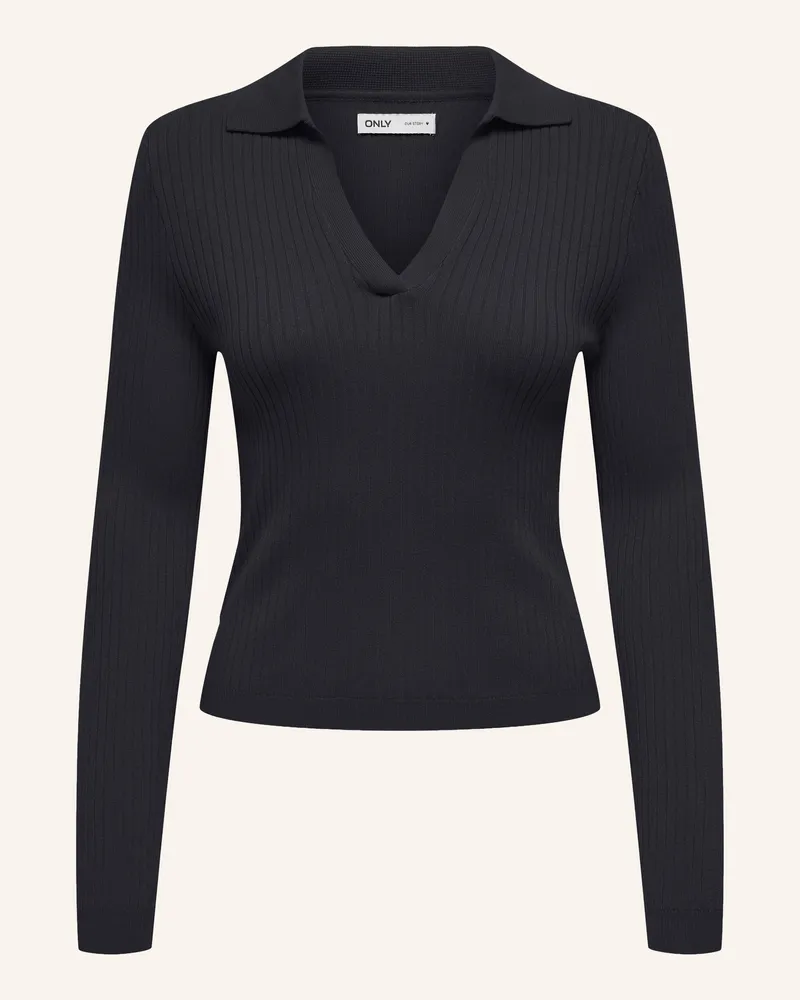 only Strick-Poloshirt blau Dunkelblau