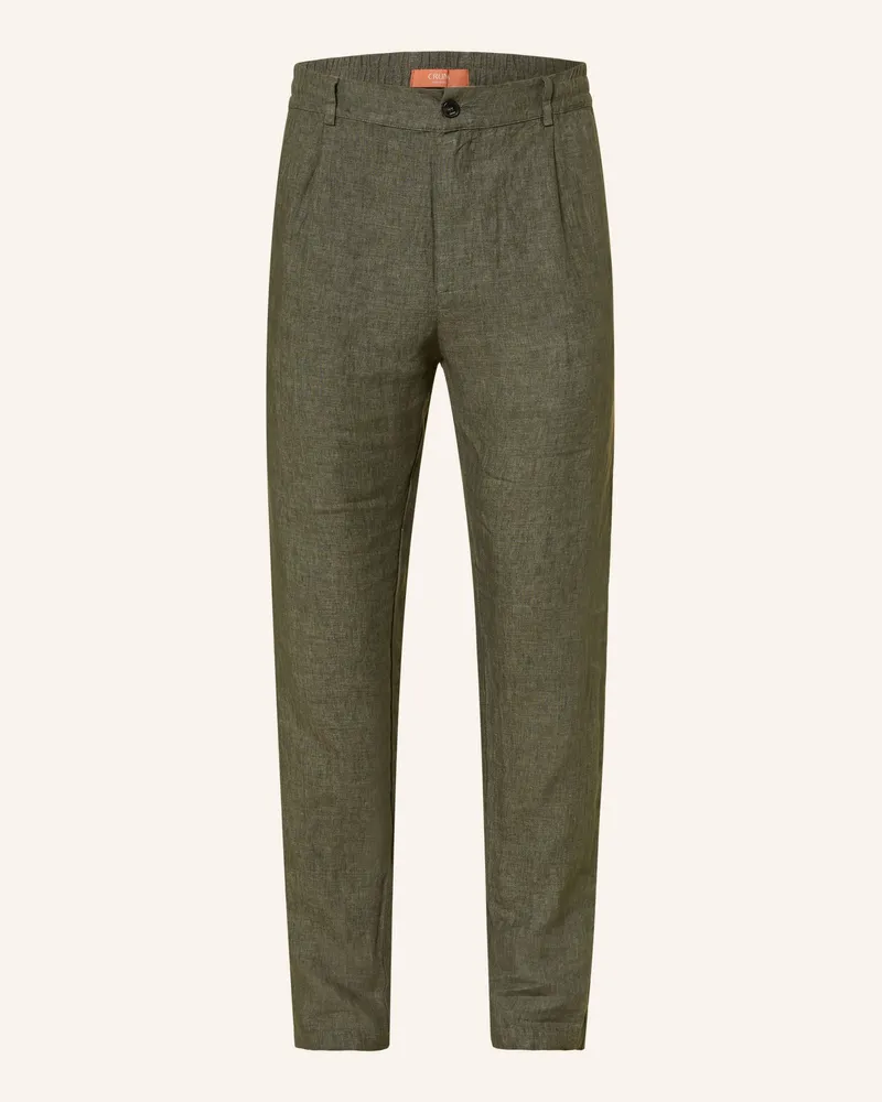 CRUNA Leinenhose Extra Slim Fit gruen Oliv