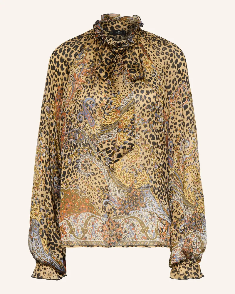 Etro Blusenshirt Aus Seide Mit Abnehmbarer Schluppe braun Hellbraun