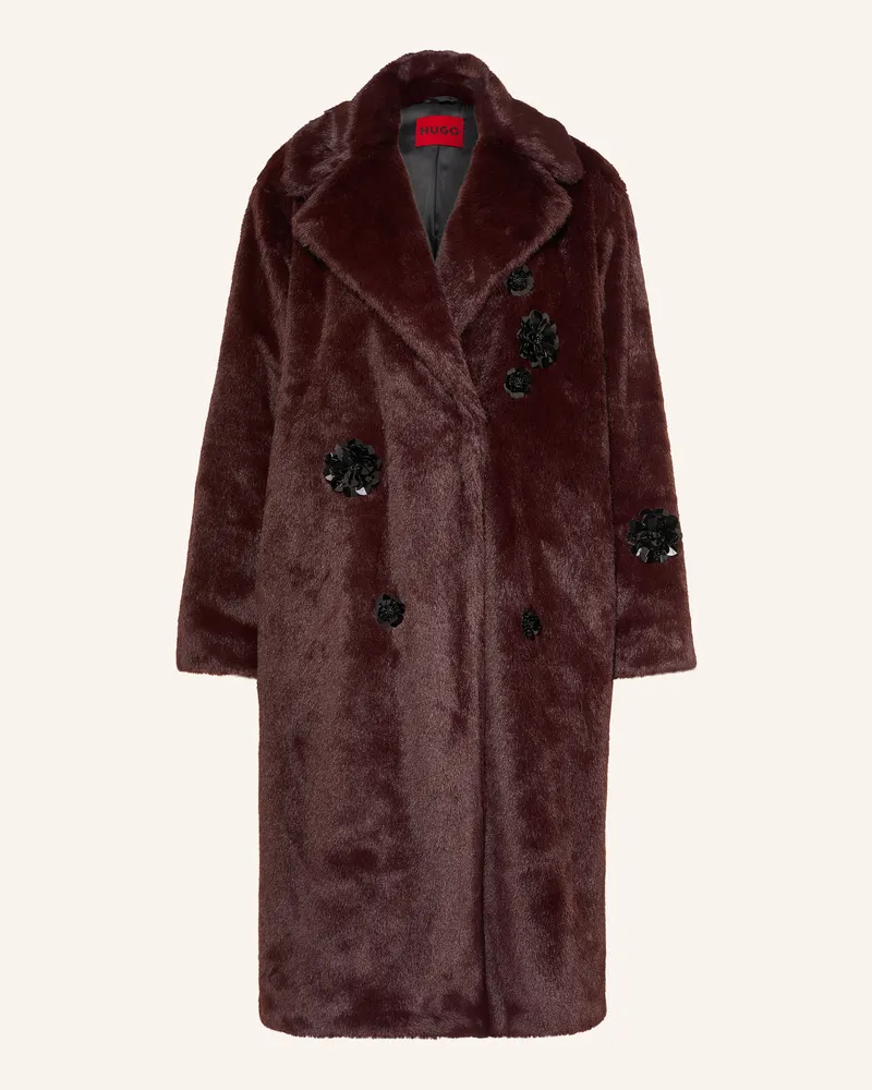 HUGO BOSS Kunstfell-Mantel Minte rot Dunkelrot