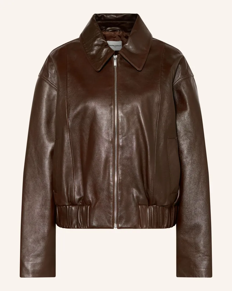 Claudie Pierlot Lederjacke Dunkelbraun
