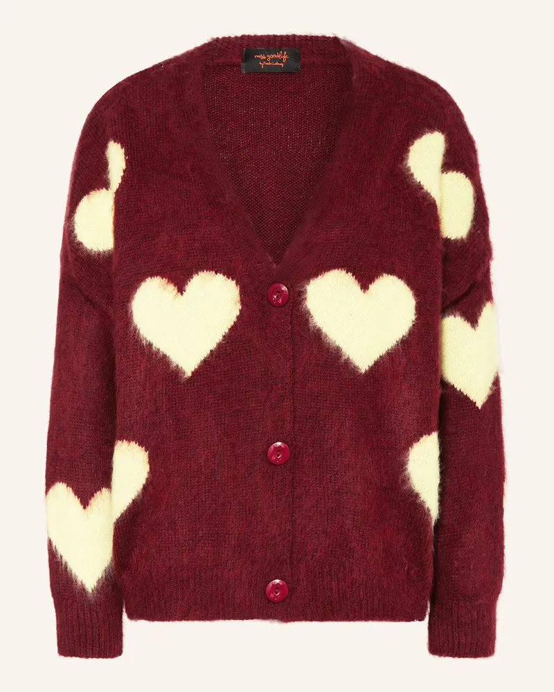 Miss Goodlife Strickjacke mit Alpaka Dunkelrot
