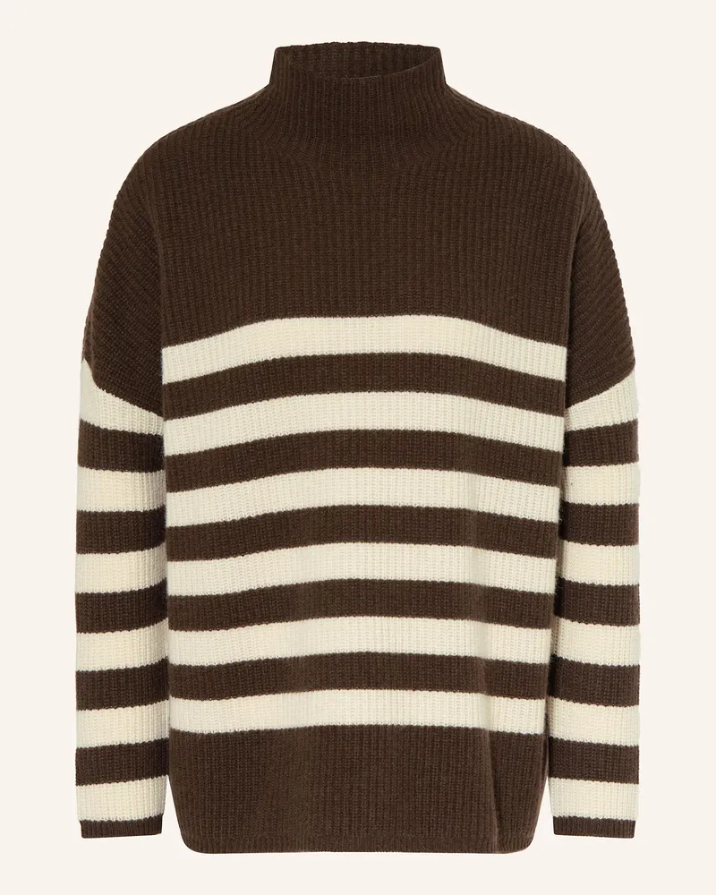 Mrs & HUGS Pullover mit Cashmere Dunkelbraun