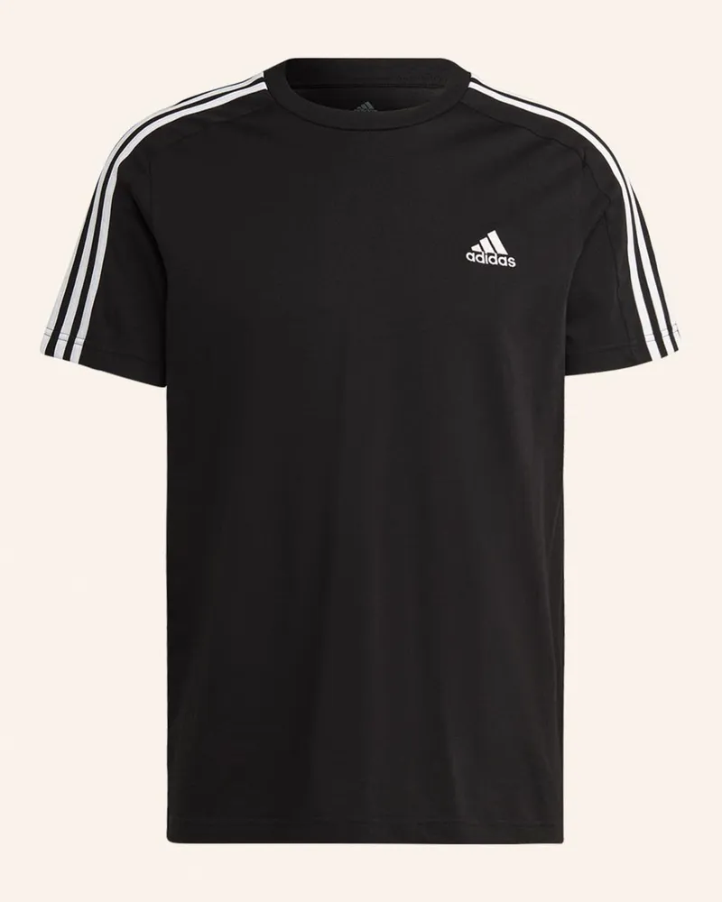 adidas T-Shirt ESSENTIALS SINGLE JERSEY 3-STRIPES Schwarz