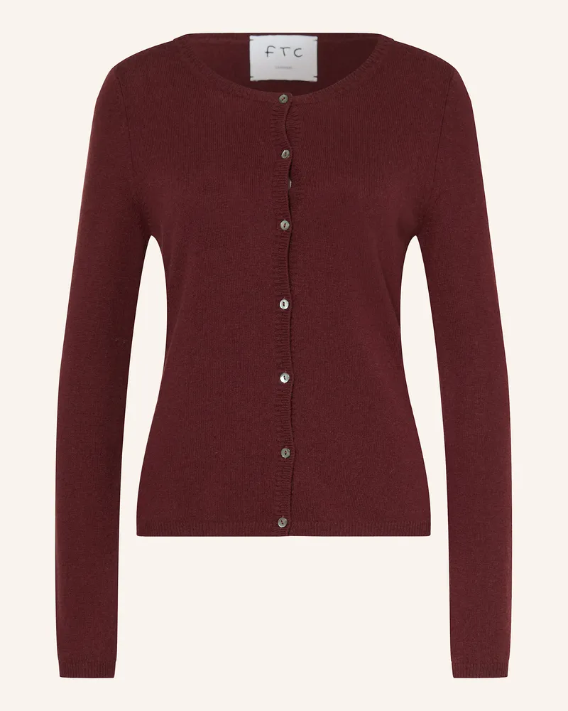 FTC Cashmere Strickjacke aus Cashmere Dunkelrot