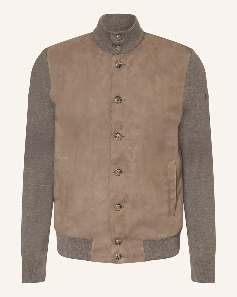 Maerz Jacke Im Materialmix braun Taupe