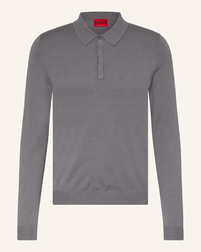 HUGO BOSS Strick-Poloshirt SAN PIPPO Slim Fit Grau