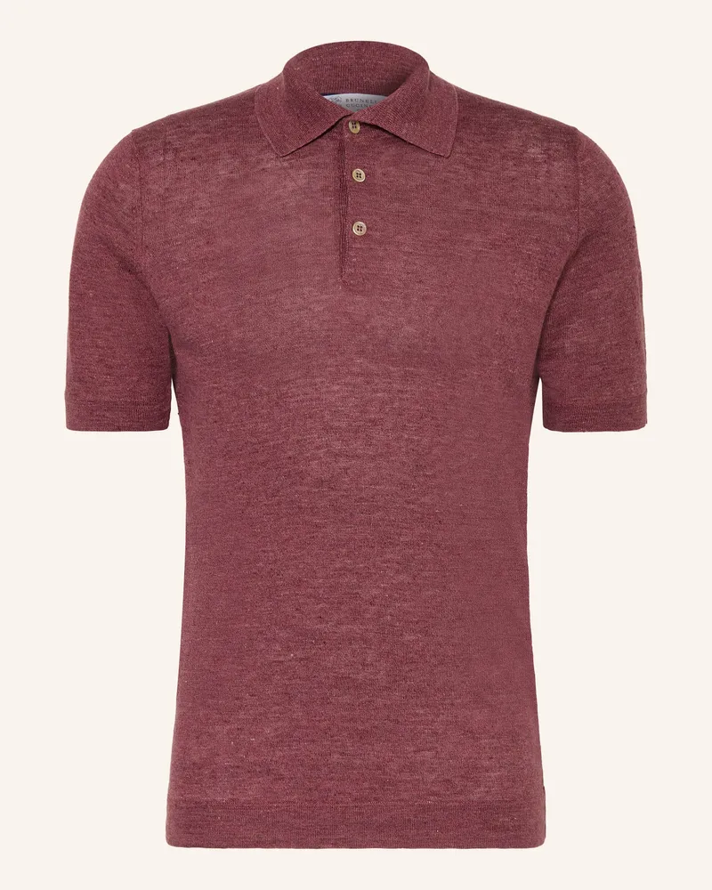 Brunello Cucinelli Strick-Poloshirt Regular Fit rot Dunkelrot
