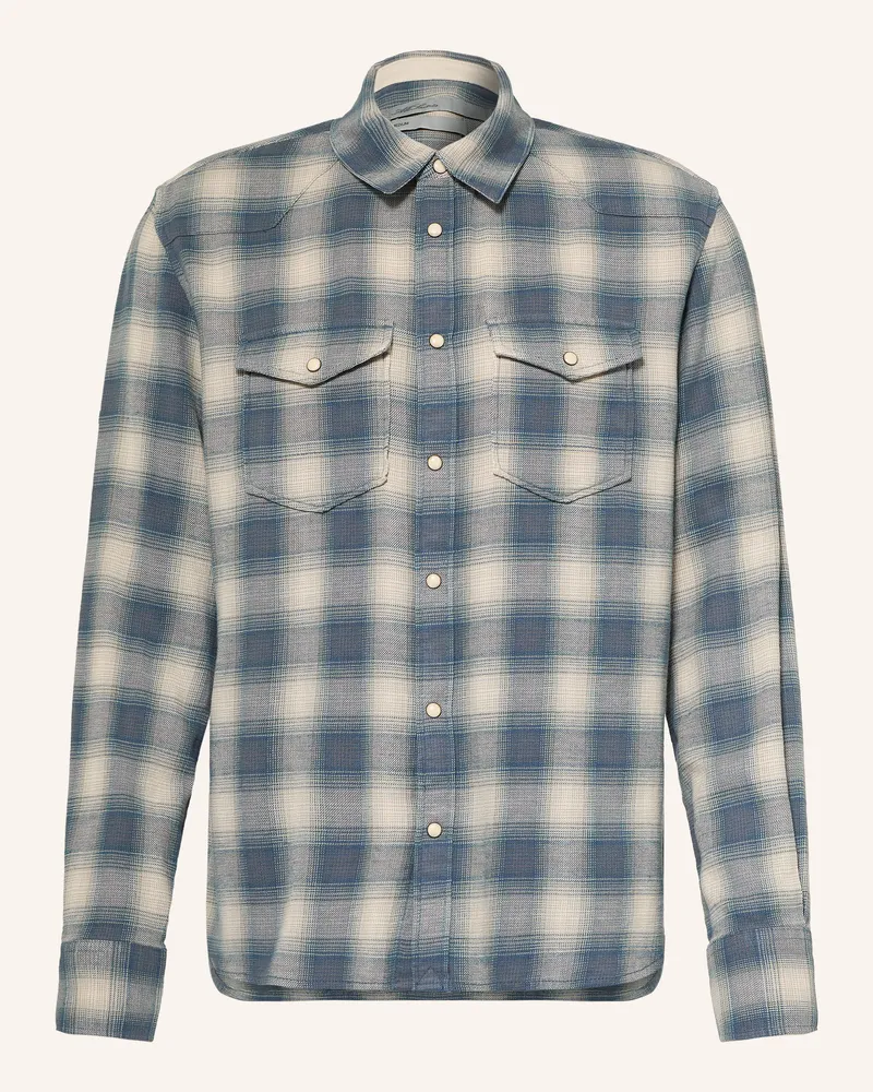 AllSaints Flanellhemd Brooks Regular Fit blau Blaugrau