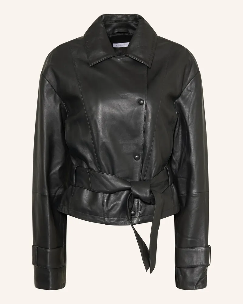 Mrs & HUGS Lederjacke schwarz Schwarz