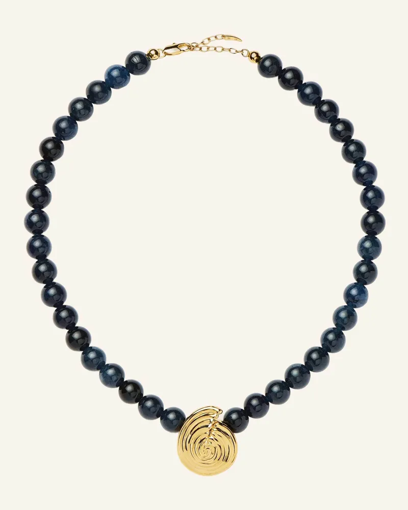 Missoma Halsketten Spiral Gemstone Beaded Pendant Necklace By Glambou gold Gold