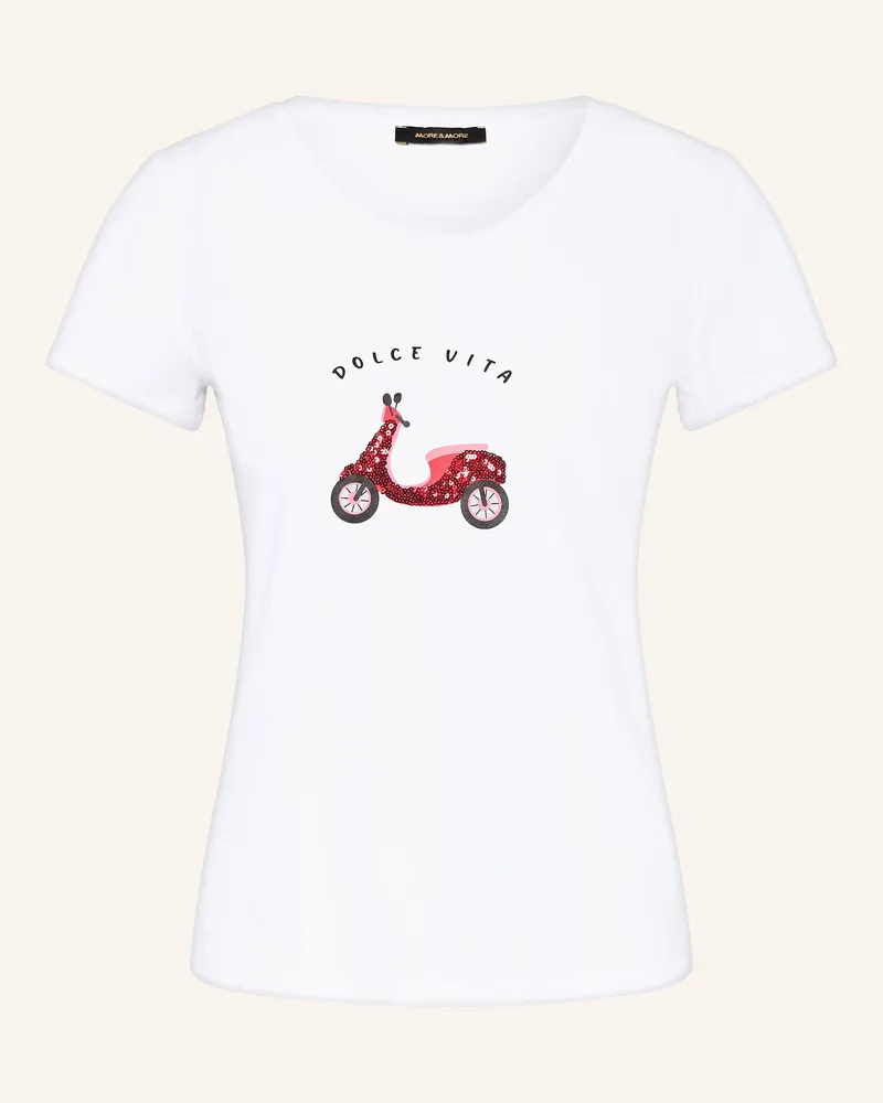 More & More T-Shirt mit Pailletten Weiss