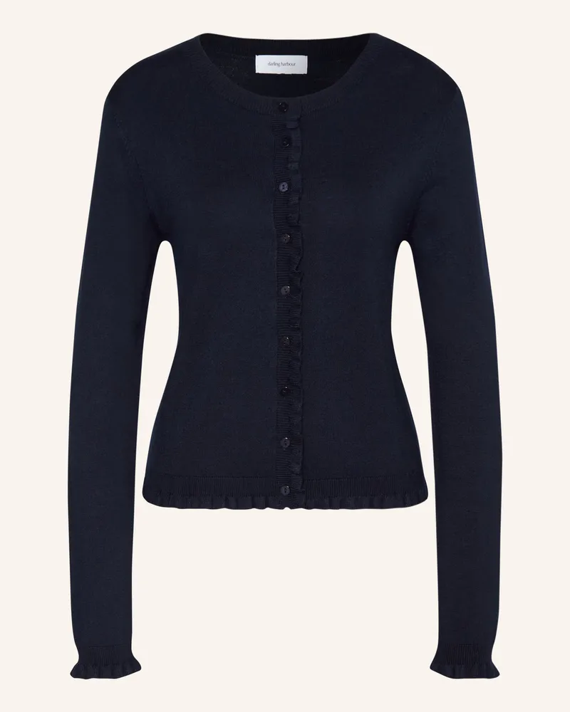 Darling Harbour Strickjacke Mit Rüschen blau Navy