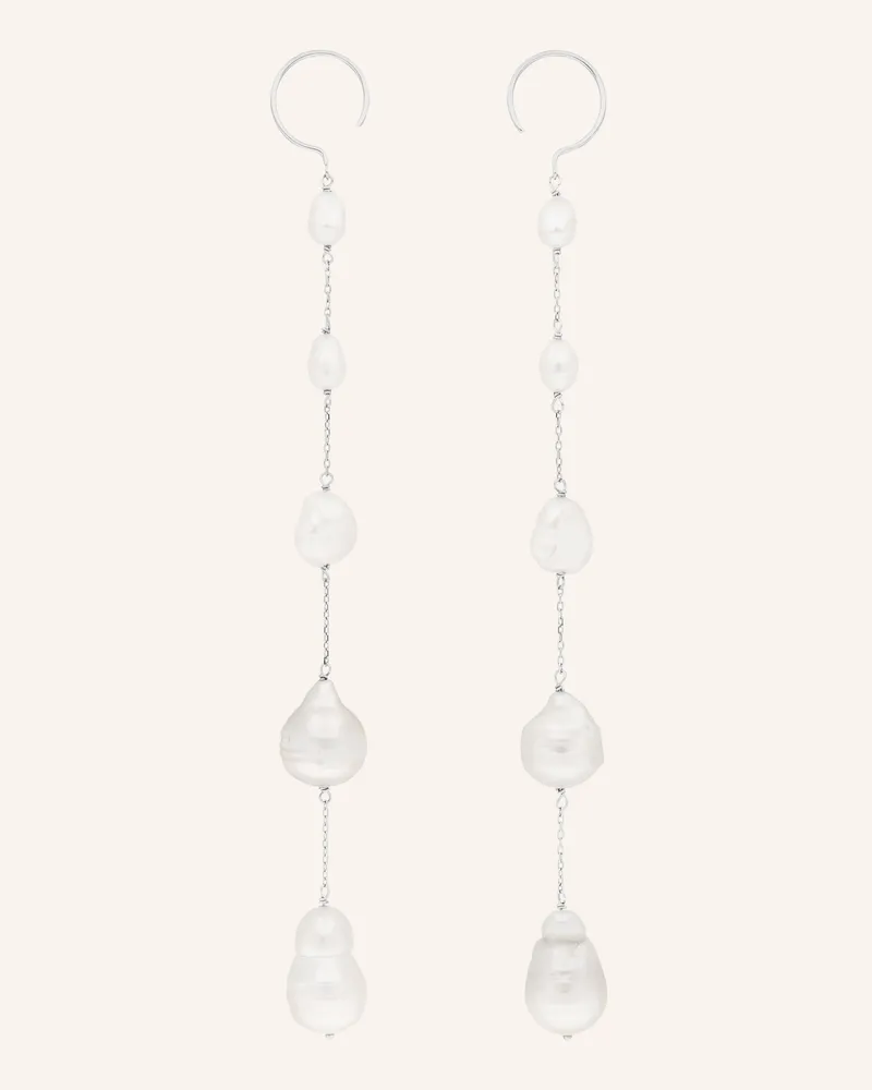 Leaf Ohrhänger Barock Perls Aus 14 Karat Weißgold silber Weissgold