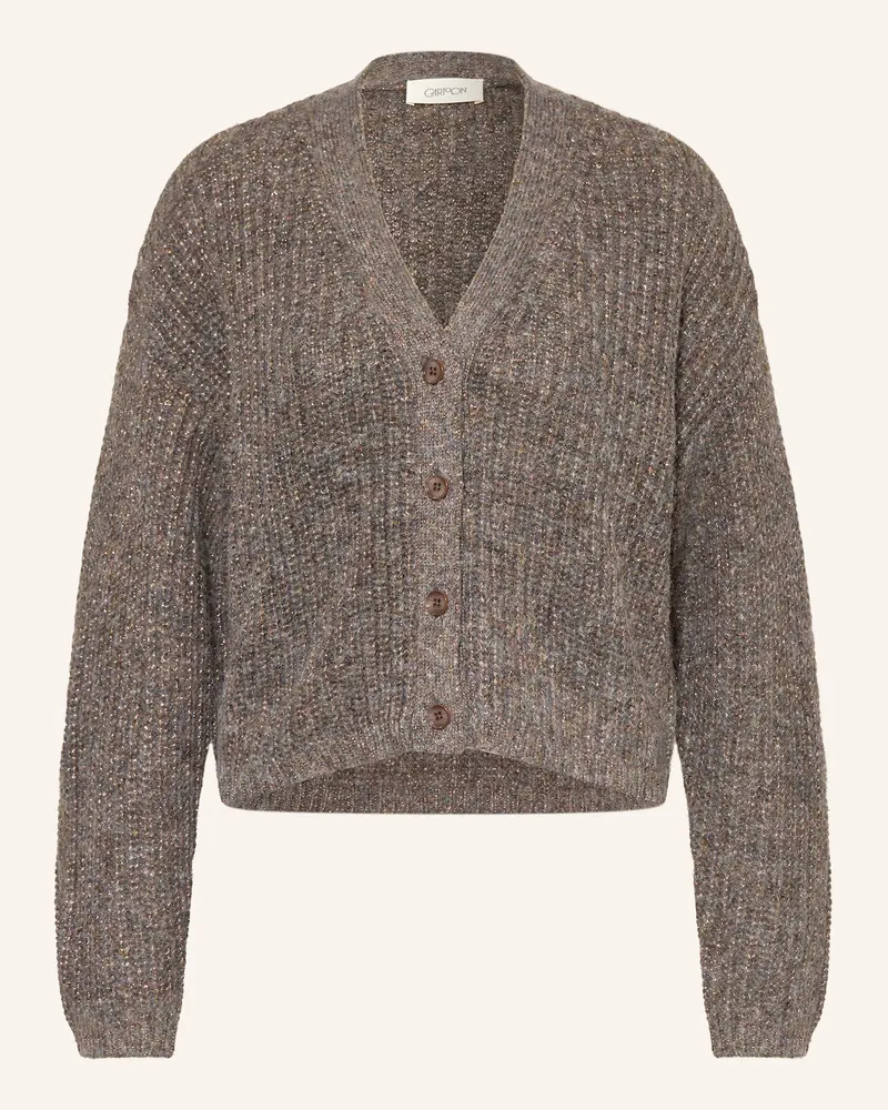Cartoon Strickjacke mit Glitzergarn Dunkelbraun