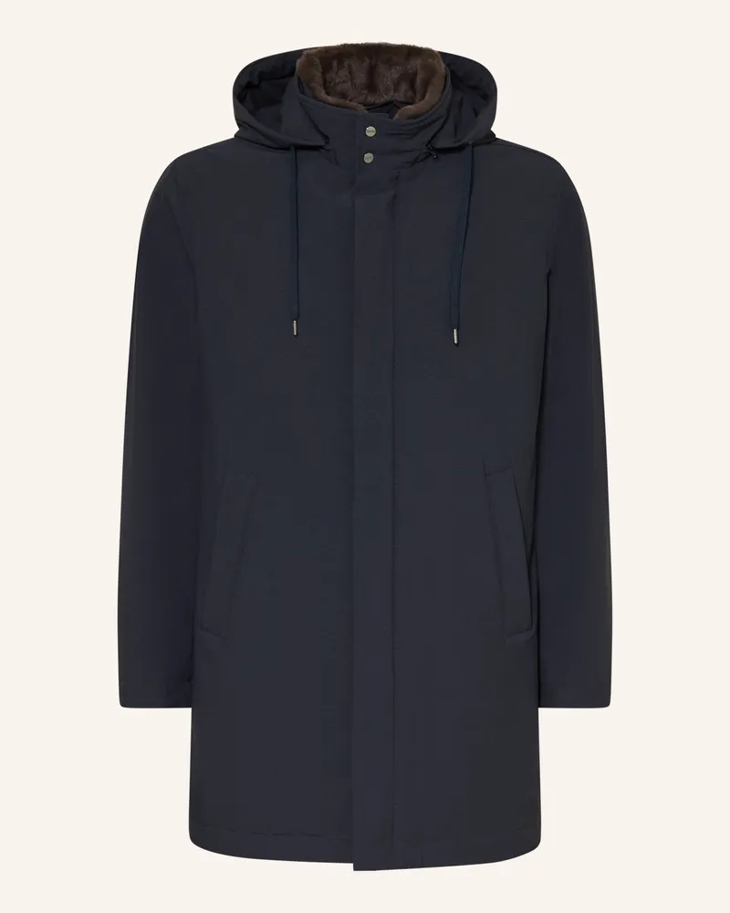Herno Parka Mit Abnehmbarem Kunstfell Und Abnehmbarer Kapuze blau Dunkelblau