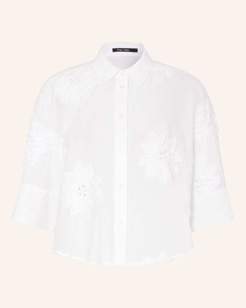 MARC AUREL Hemdbluse Mit 3/4-Arm Und Lochspitze weiss Weiss
