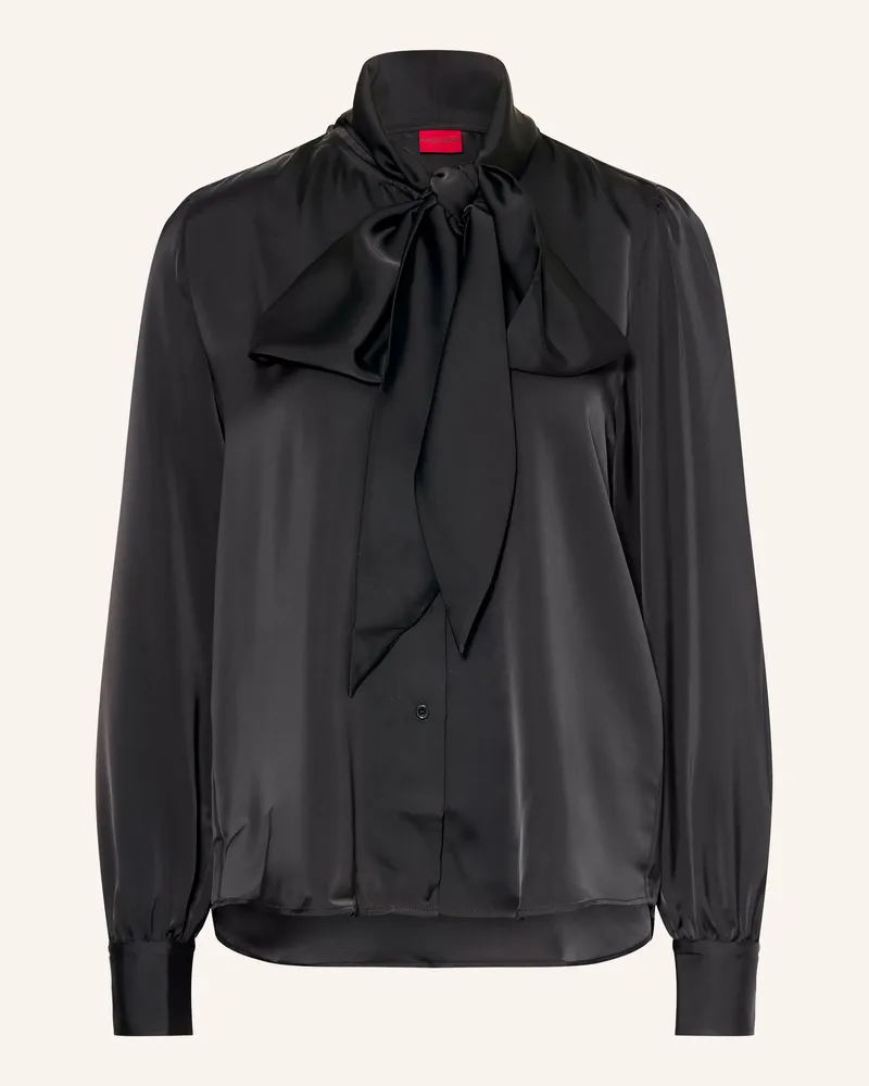 HUGO BOSS Schluppenbluse Elegant Aus Satin schwarz Schwarz