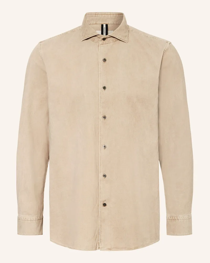 Profuomo Cordhemd Relaxed Fit Beige