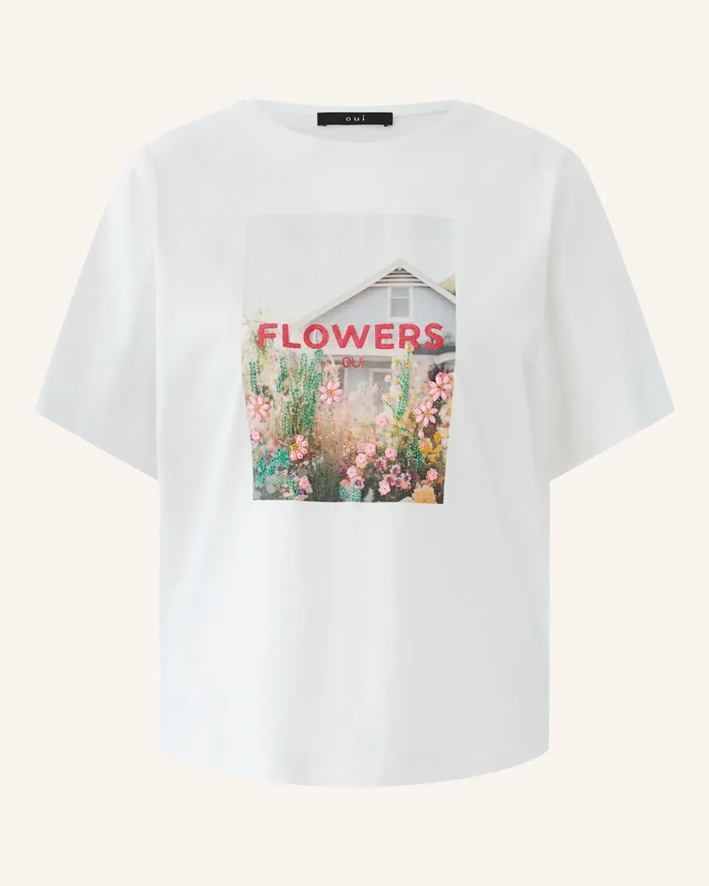 Oui  T-Shirt Mit Schmuckperlen weiss Weiss