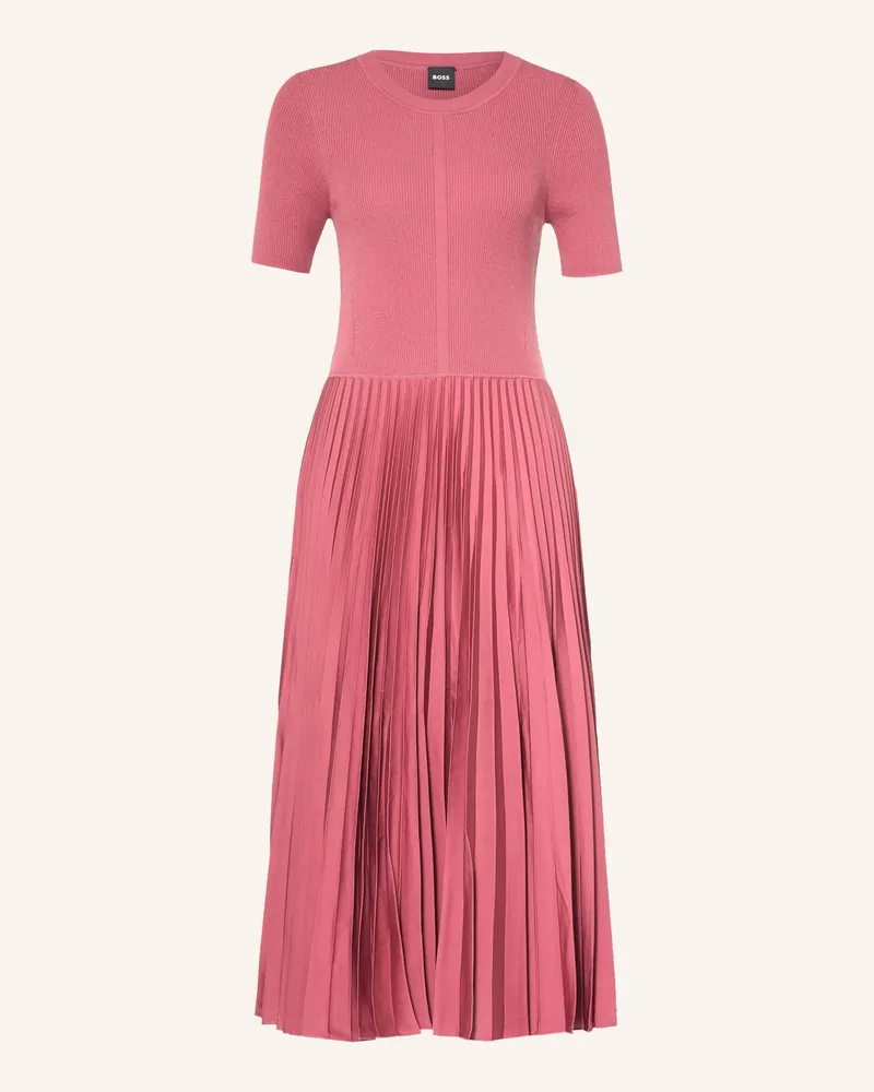 HUGO BOSS Kleid Fadridi Im Materialmix Mit Plissees rot Altrosa