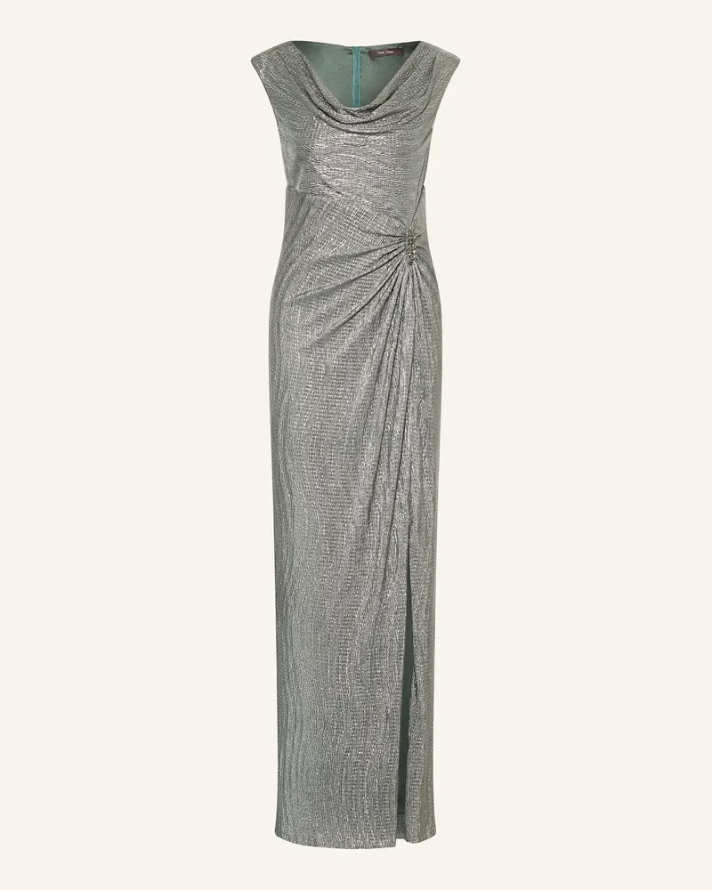 Vera Mont Abendkleid aus Brokat mit Schmucksteinen Dunkelgrün