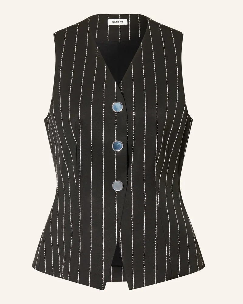 Sandro Blazerweste Mit Glitzergarn Und Pailletten schwarz Schwarz