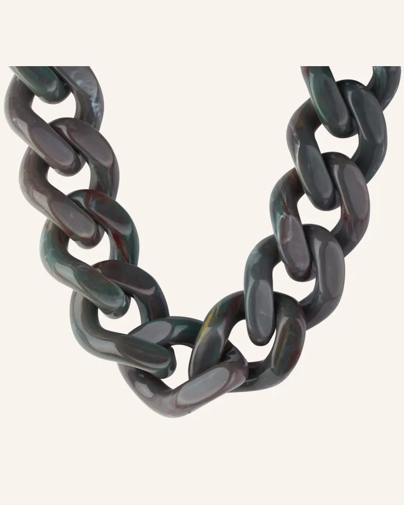 Vanessa Baroni Halskette BIG FLAT CHAIN Dunkelgrün