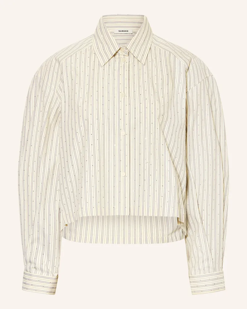 Sandro Hemdbluse Mit Schmucksteinen weiss Ecru