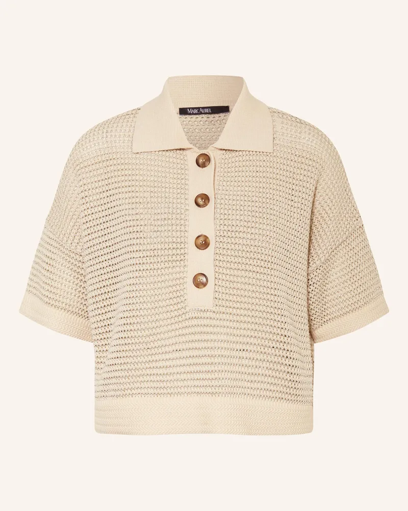 MARC AUREL Strick-Poloshirt Mit Glitzergarn braun Beige