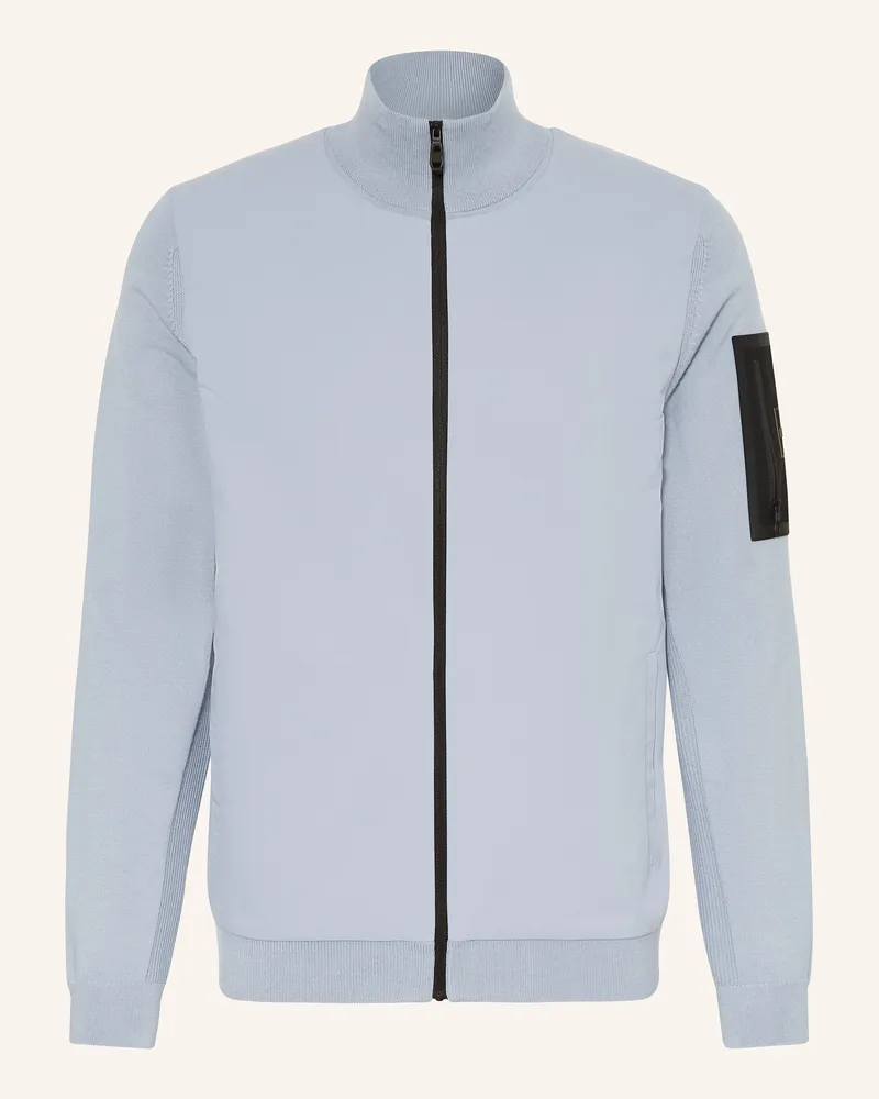 HUGO BOSS Strickjacke MOMENTUM im Materialmix mit Merinowolle Grau