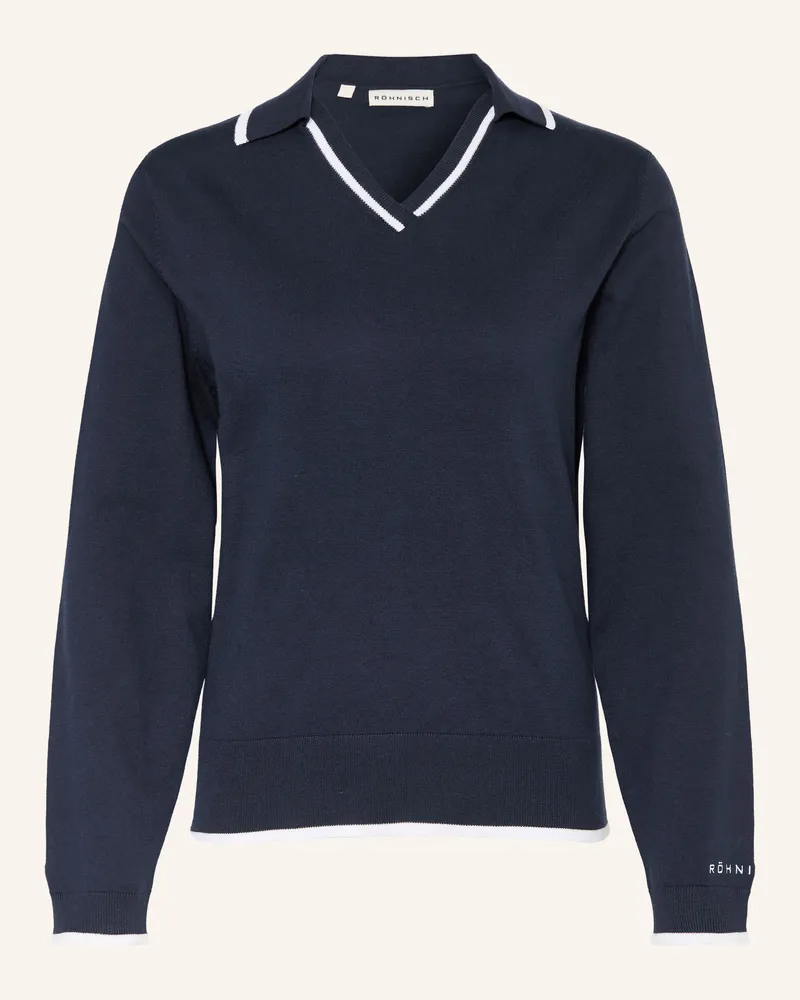 Röhnisch Strick-Poloshirt Dunkelblau