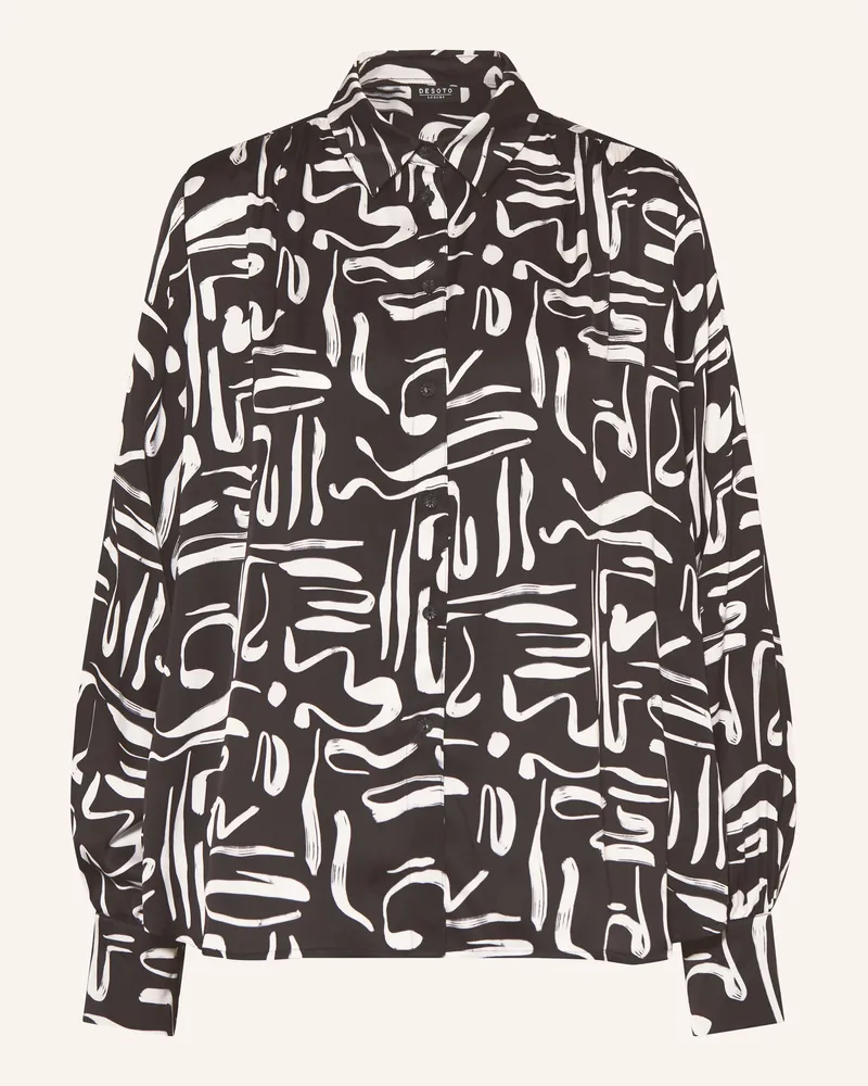 DESOTO Hemdbluse LENA aus Satin Schwarz