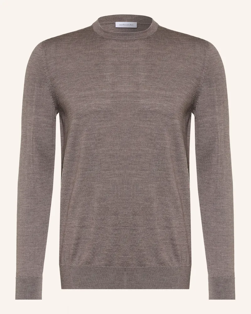 Seidensticker Pullover Aus Merinowolle braun Taupe