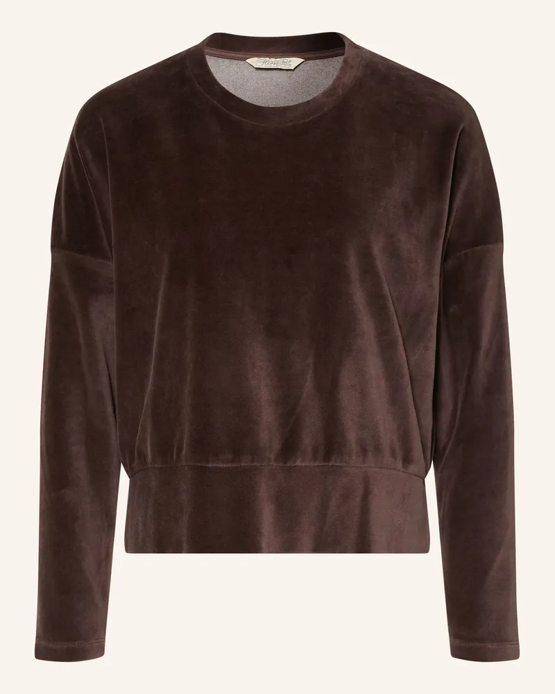 Herrlicher Sweatshirt Sena Aus Samt braun Dunkelbraun