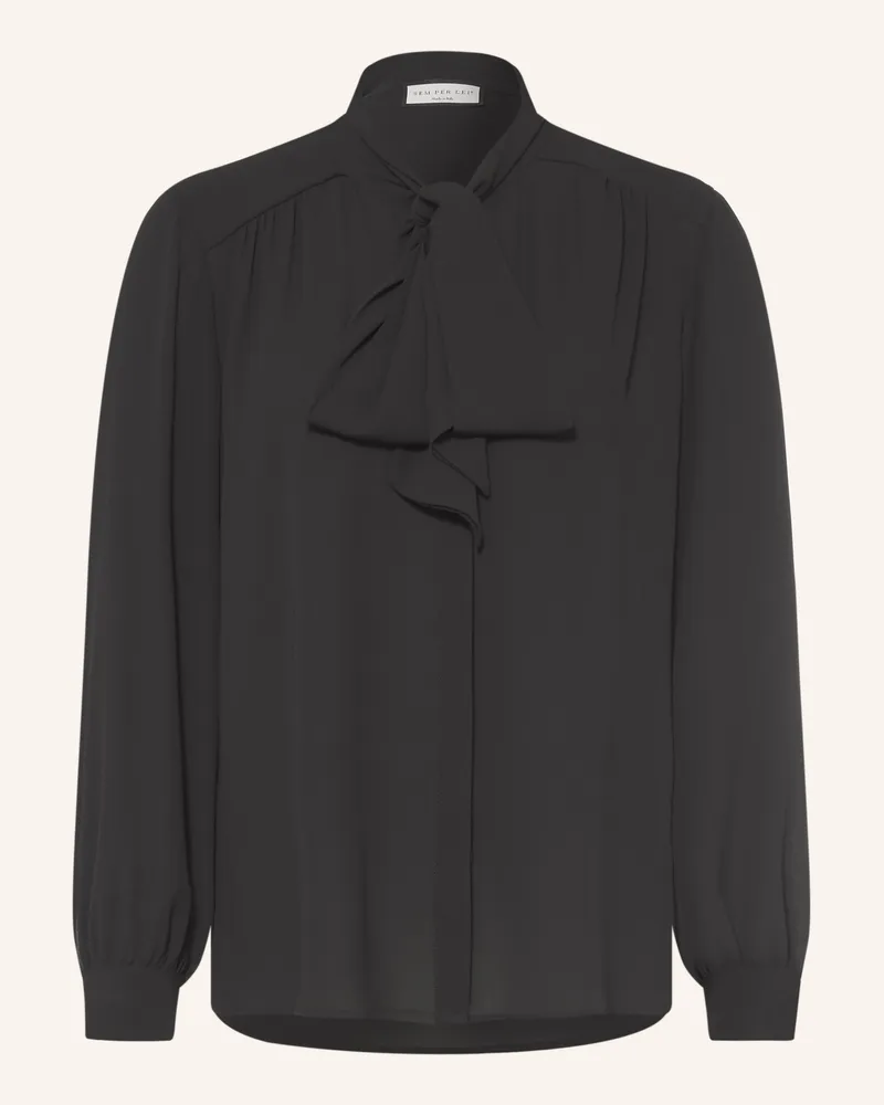 SEM PER LEI Schluppenbluse schwarz Schwarz