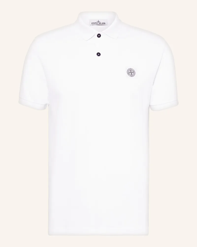 Stone Island Piqué-Poloshirt Regular Fit Weiss