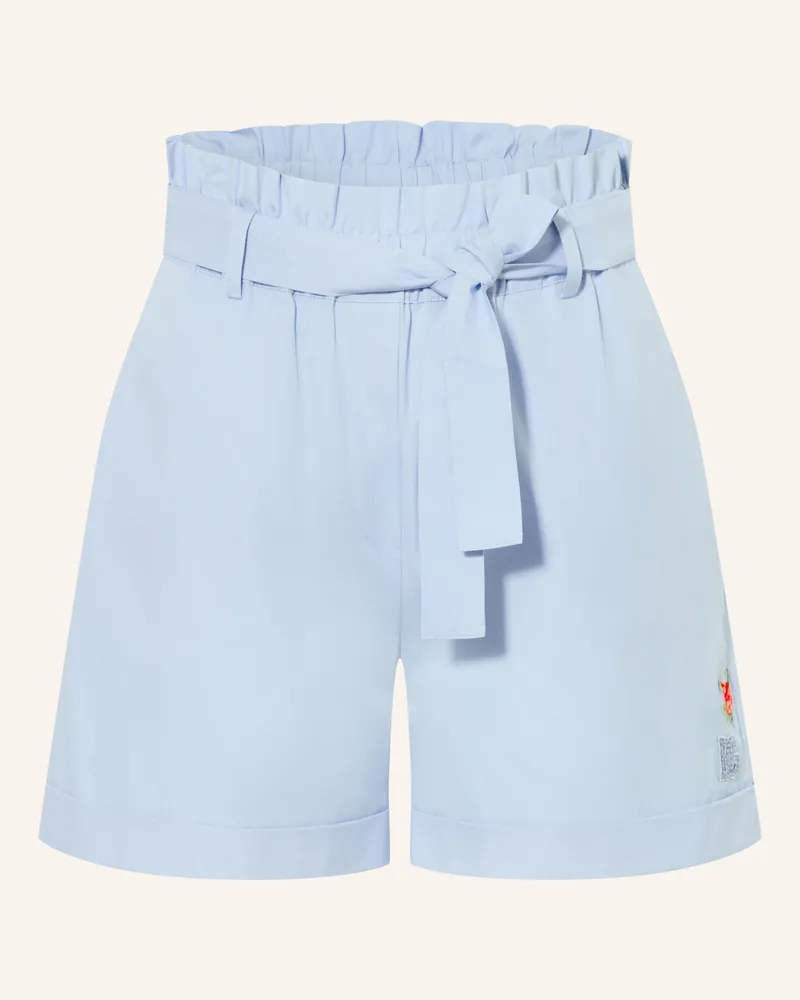 Dolce & Gabbana Paperbag-Shorts mit Schmucksteinen und Pailletten Hellblau