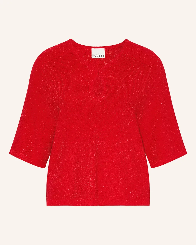 ICHI Strickshirt IHCODY mit Glitzergarn Rot