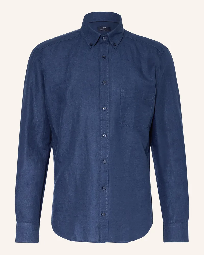 Strokesman's Hemd Regular Fit Mit Leinen blau 78717