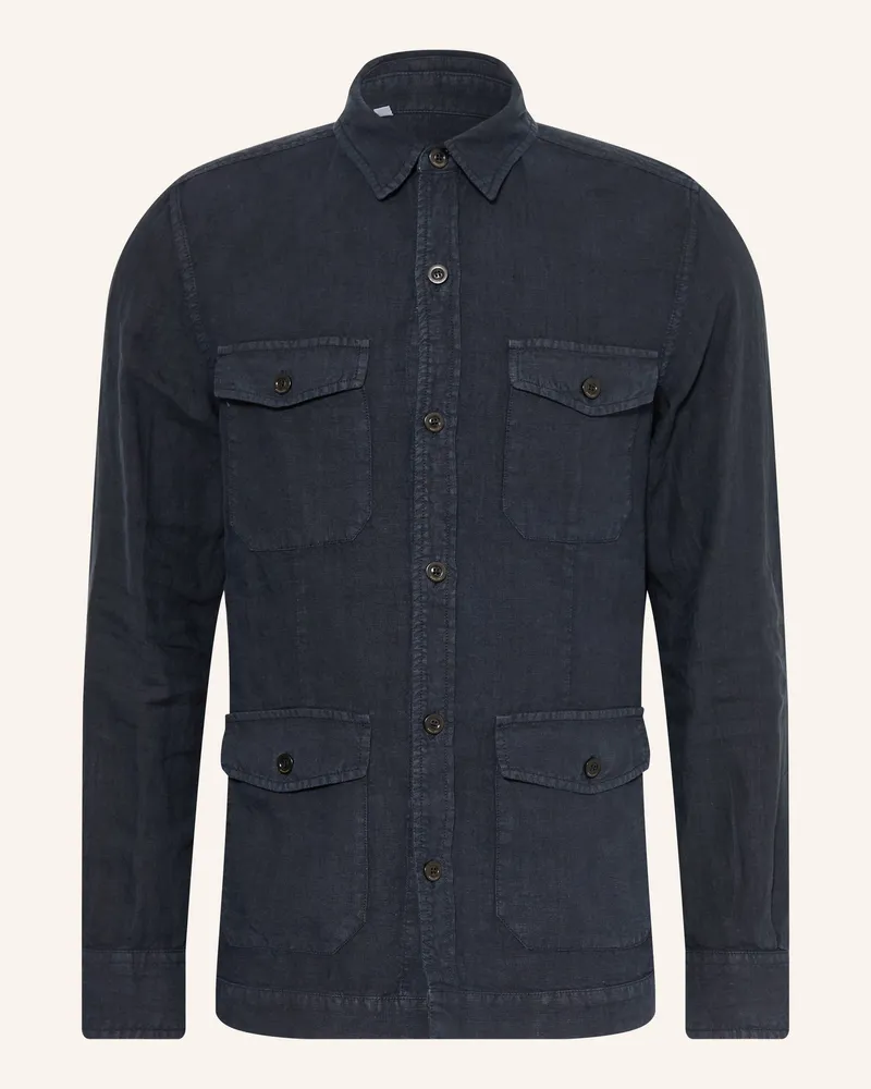 Boglioli Leinen-Overjacket Dunkelblau